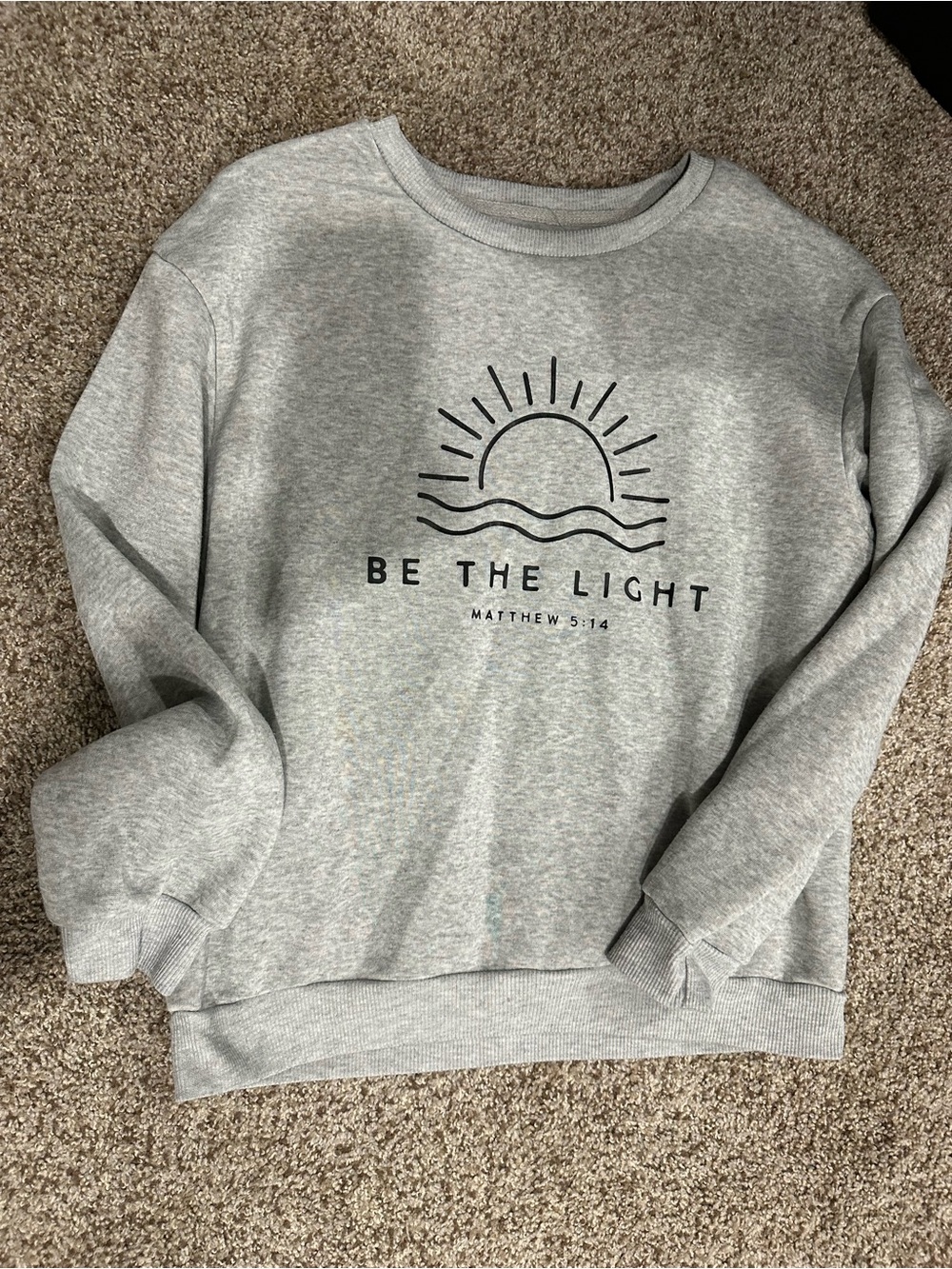 SHEIN Gray 'Be The Light' Crewneck Sweatshirt